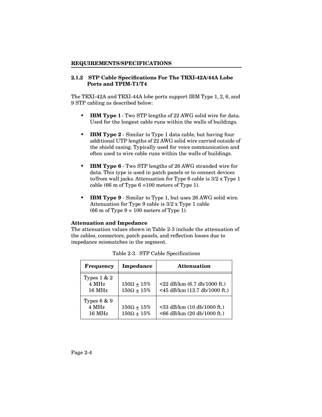 Cabletron Systems TRXI-22A, TRXI-42A, TRMIM-24A, TRXMIM-44A manual Requirements/Specifications 