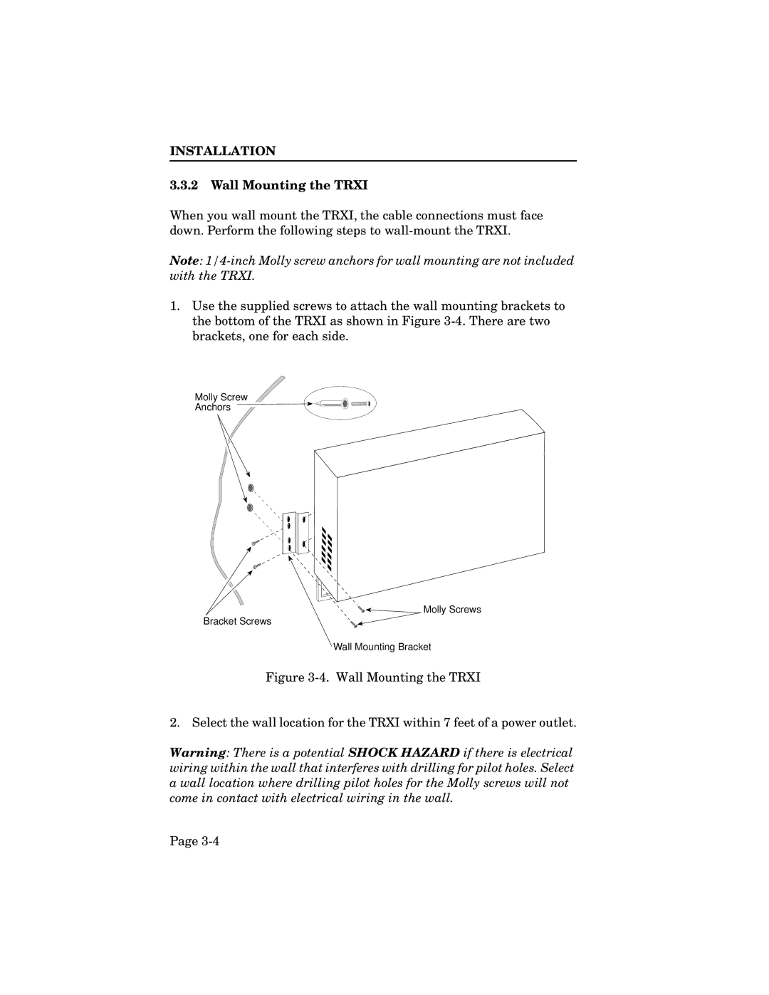 Cabletron Systems TRMIM-24A, TRXI-22A, TRXI-42A, TRXMIM-44A manual Wall Mounting the Trxi 