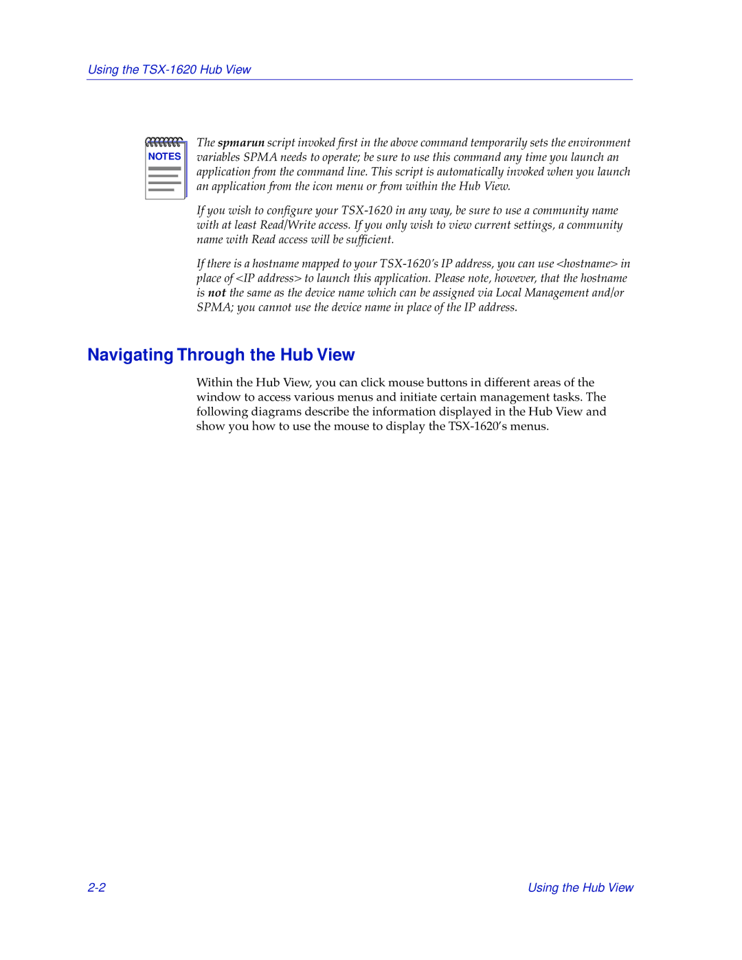 Cabletron Systems manual Navigating Through the Hub View, Using the TSX-1620 Hub View 