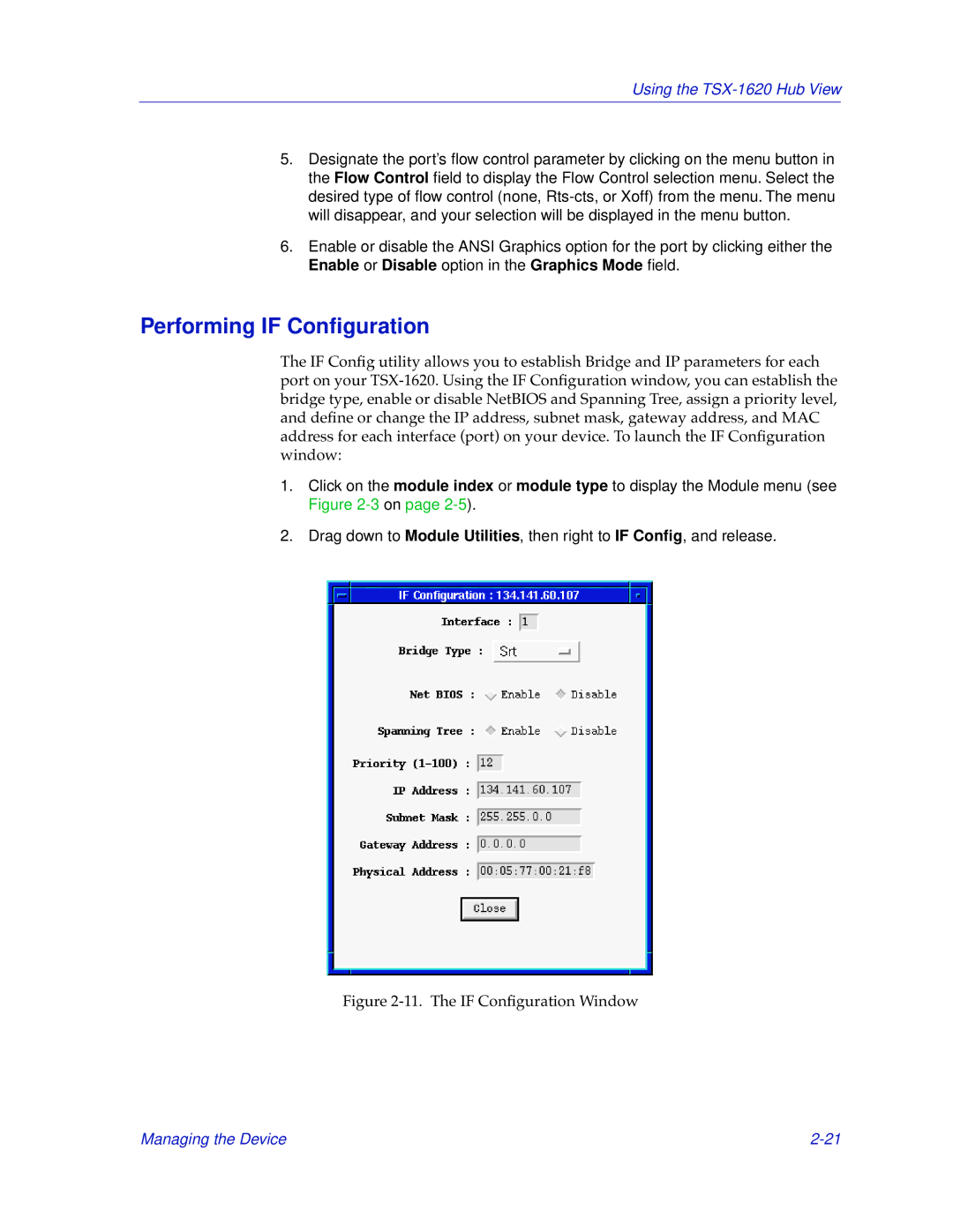 Cabletron Systems TSX-1620 manual Performing if Conﬁguration, The if Conﬁguration Window 