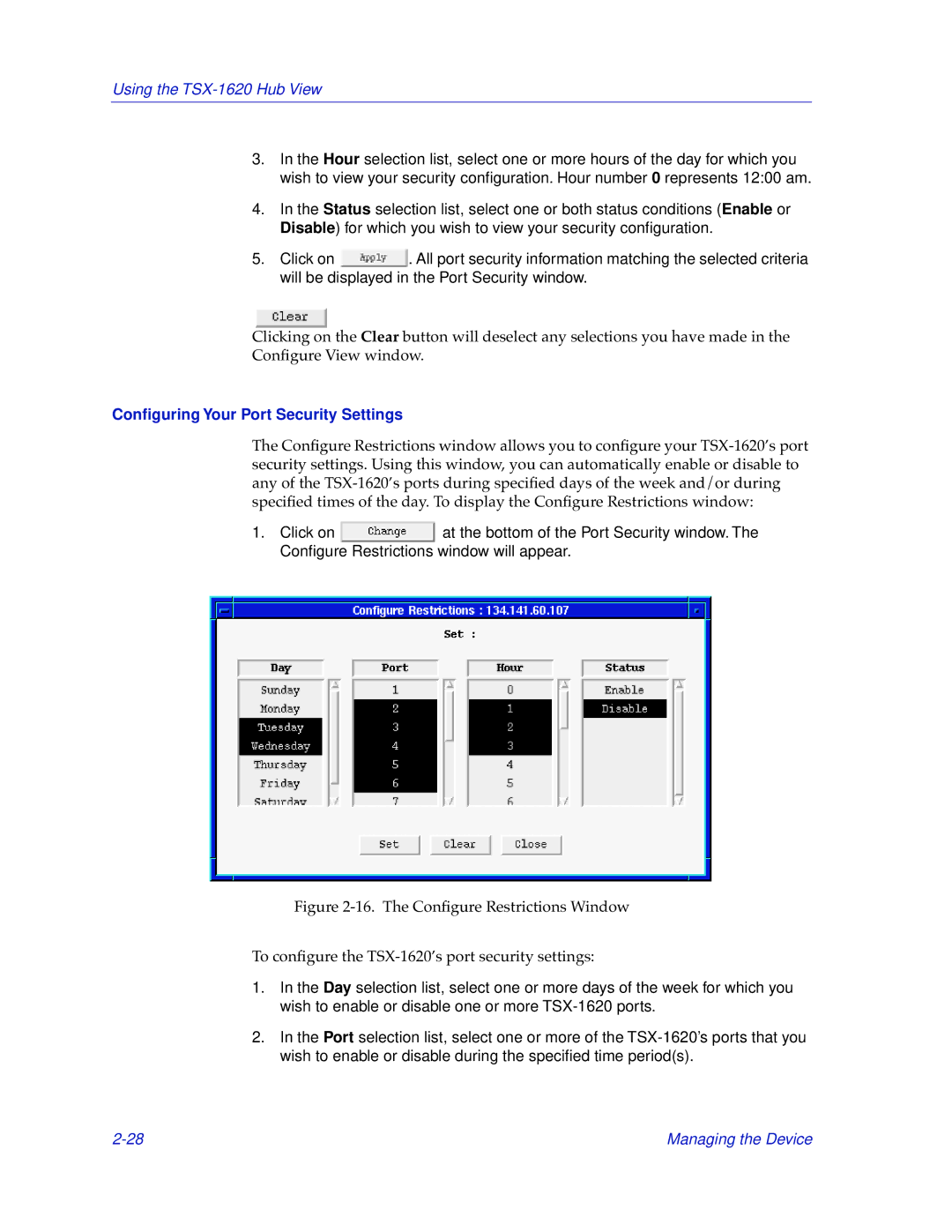 Cabletron Systems TSX-1620 manual Conﬁguring Your Port Security Settings 