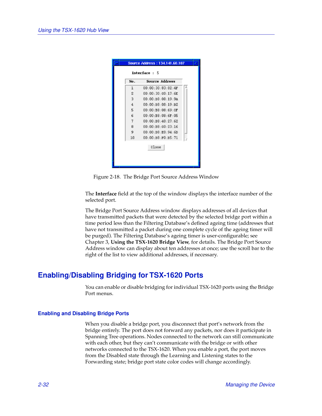 Cabletron Systems manual Enabling/Disabling Bridging for TSX-1620 Ports, Enabling and Disabling Bridge Ports 