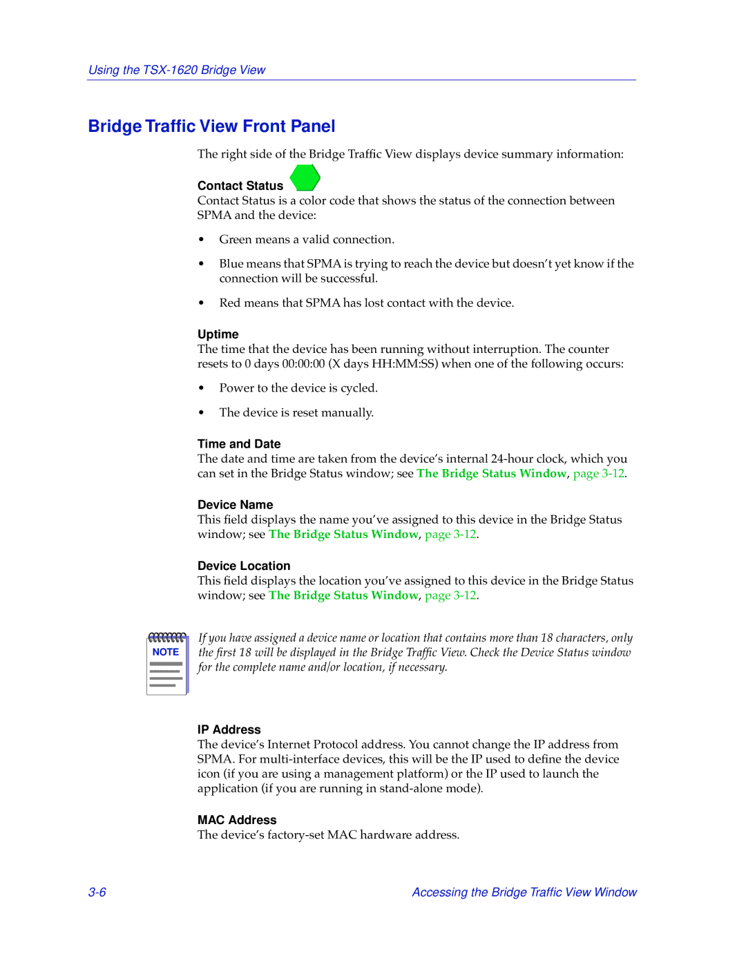 Cabletron Systems TSX-1620 manual Bridge Trafﬁc View Front Panel, Time and Date, MAC Address 