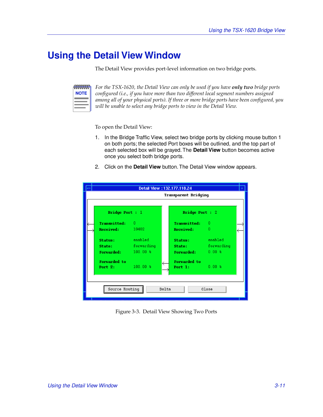 Cabletron Systems TSX-1620 manual Using the Detail View Window, Detail View Showing Two Ports 