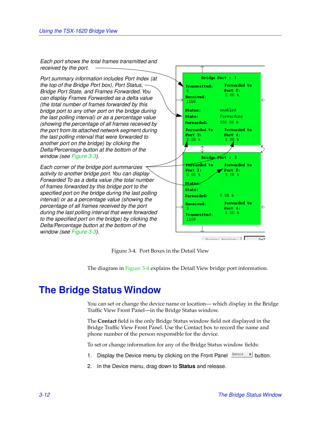 Cabletron Systems TSX-1620 manual Bridge Status Window 