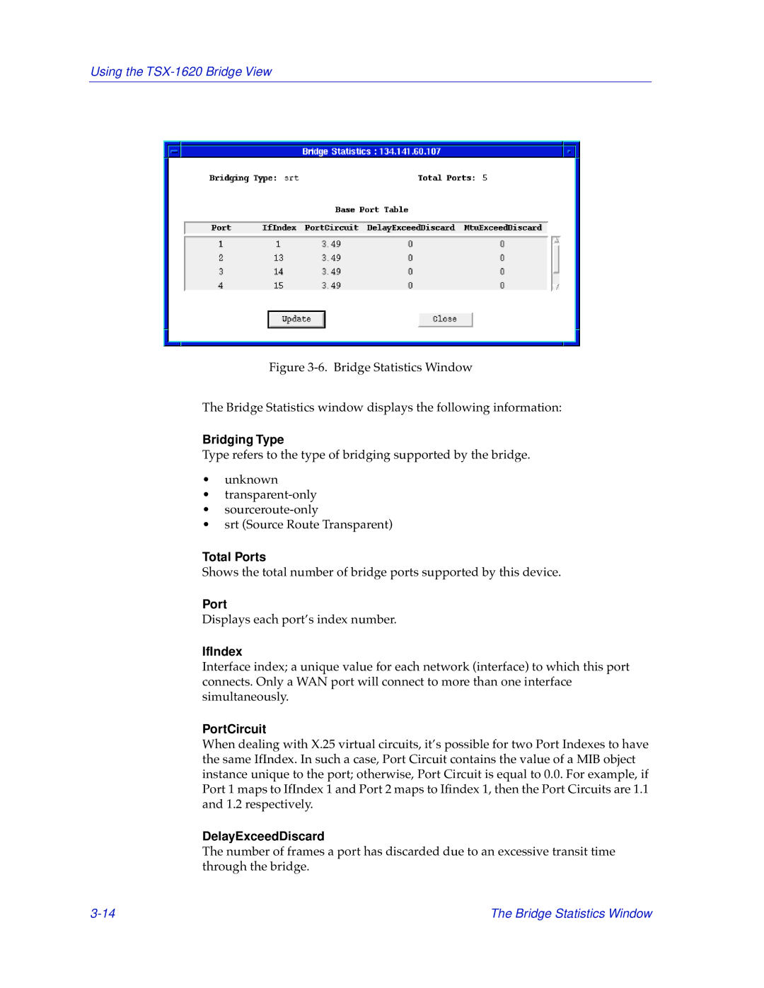 Cabletron Systems TSX-1620 manual Bridging Type, Total Ports, IfIndex, PortCircuit, DelayExceedDiscard 