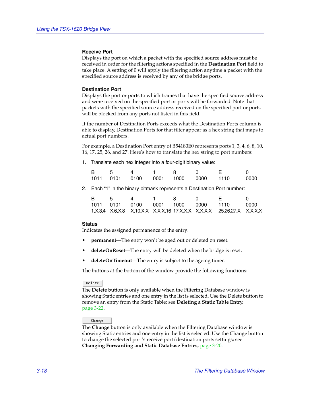 Cabletron Systems TSX-1620 manual Receive Port, Destination Port 