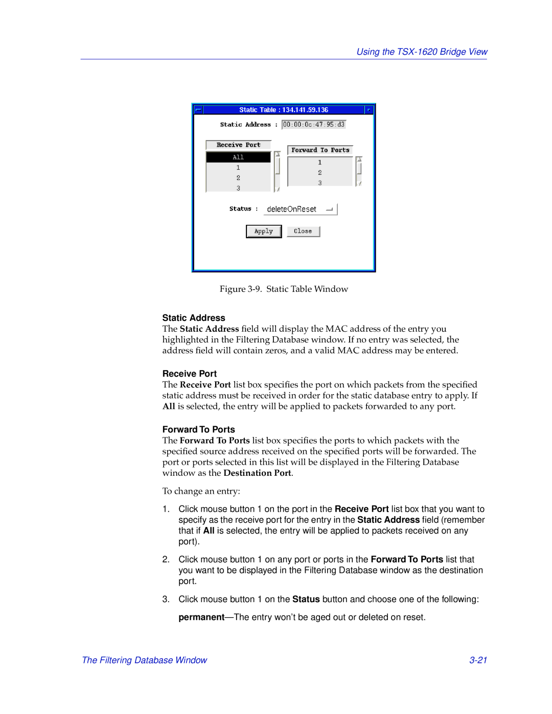 Cabletron Systems TSX-1620 manual Static Address, Forward To Ports 