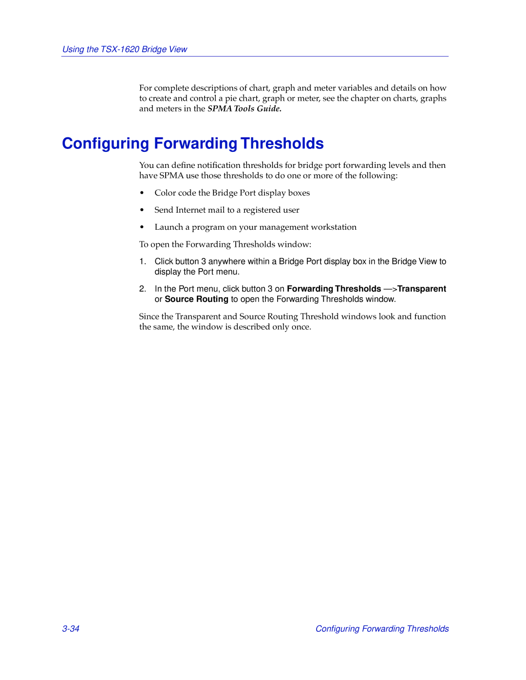 Cabletron Systems TSX-1620 manual Conﬁguring Forwarding Thresholds 