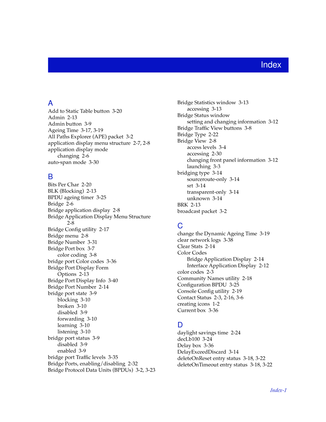 Cabletron Systems TSX-1620 manual Index 