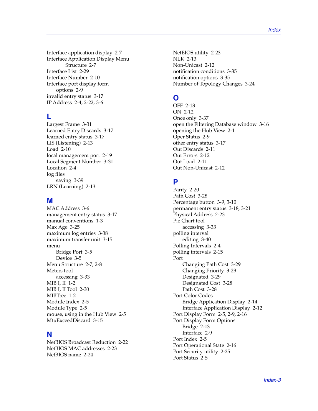 Cabletron Systems TSX-1620 manual Index-3 