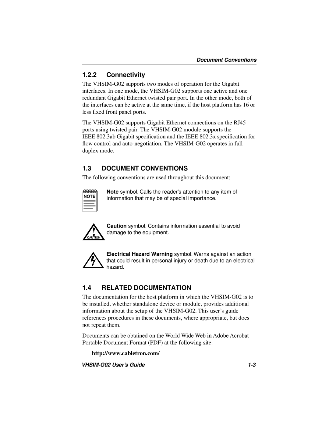 Cabletron Systems VHSIM-G02 manual Document Conventions, Related Documentation 