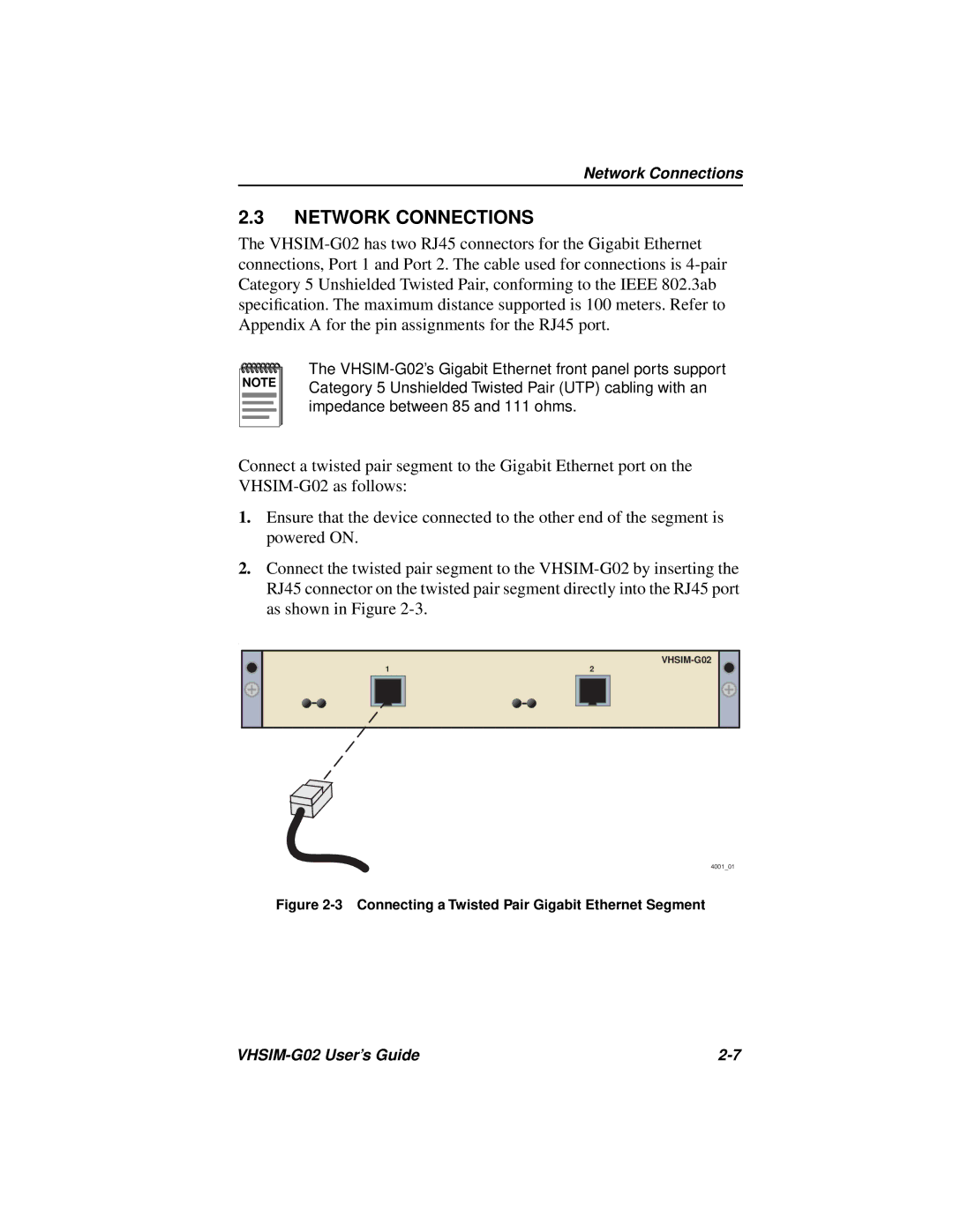 Cabletron Systems VHSIM-G02 manual Network Connections, Connecting a Twisted Pair Gigabit Ethernet Segment 