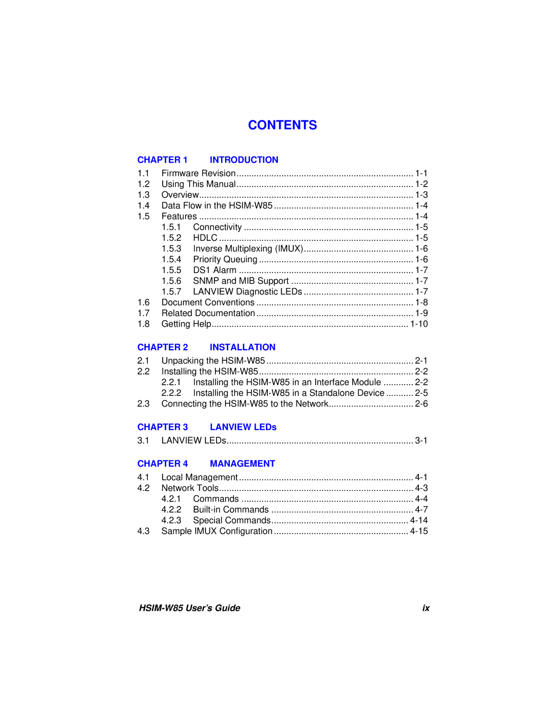 Cabletron Systems W85 manual Contents 