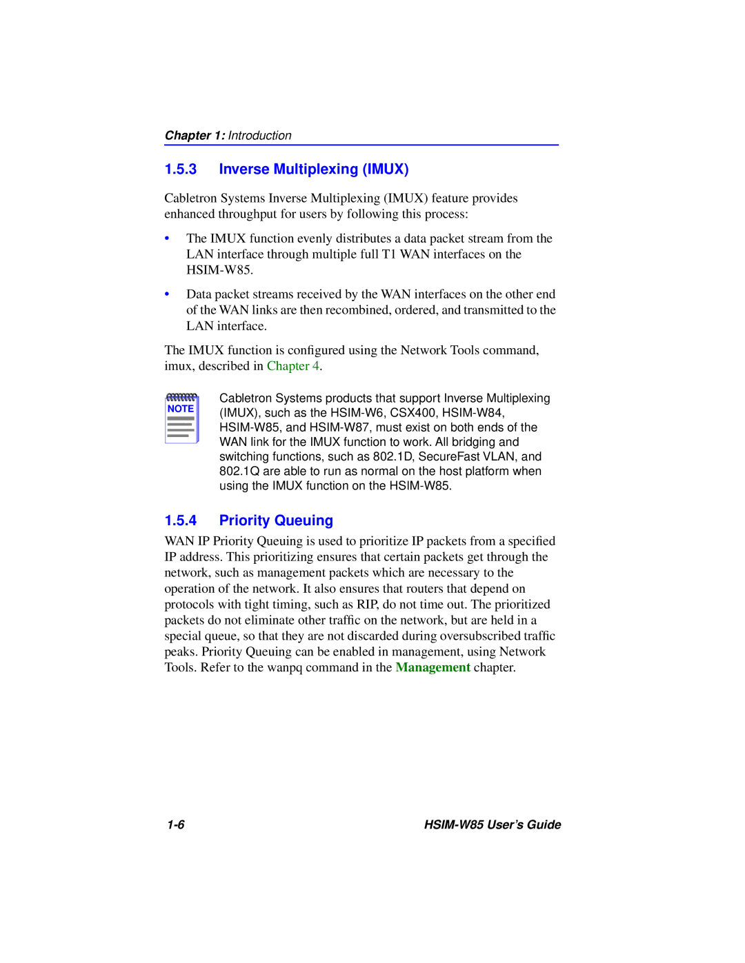 Cabletron Systems W85 manual Inverse Multiplexing Imux, Priority Queuing 