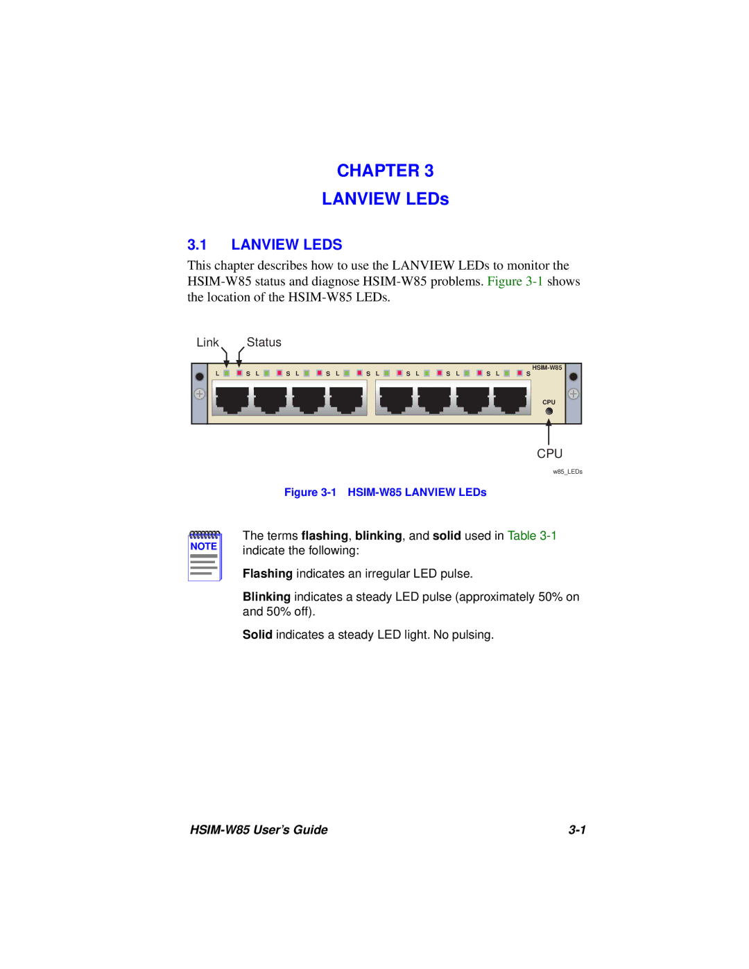 Cabletron Systems W85 manual Chapter, Lanview Leds 