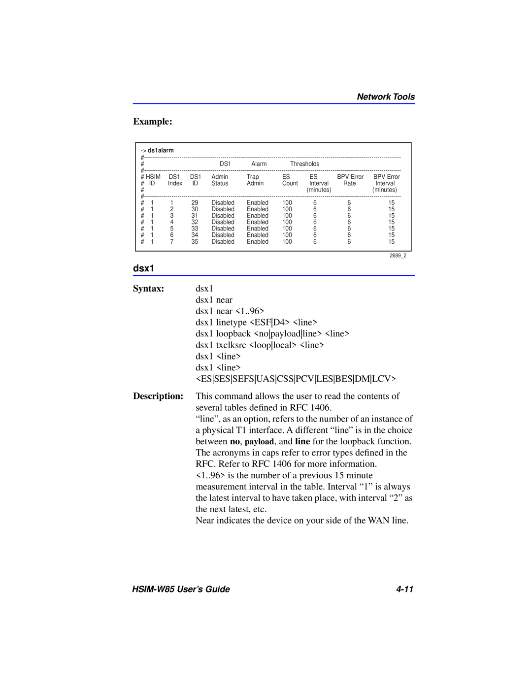 Cabletron Systems W85 manual Dsx1, Ds1alarm 