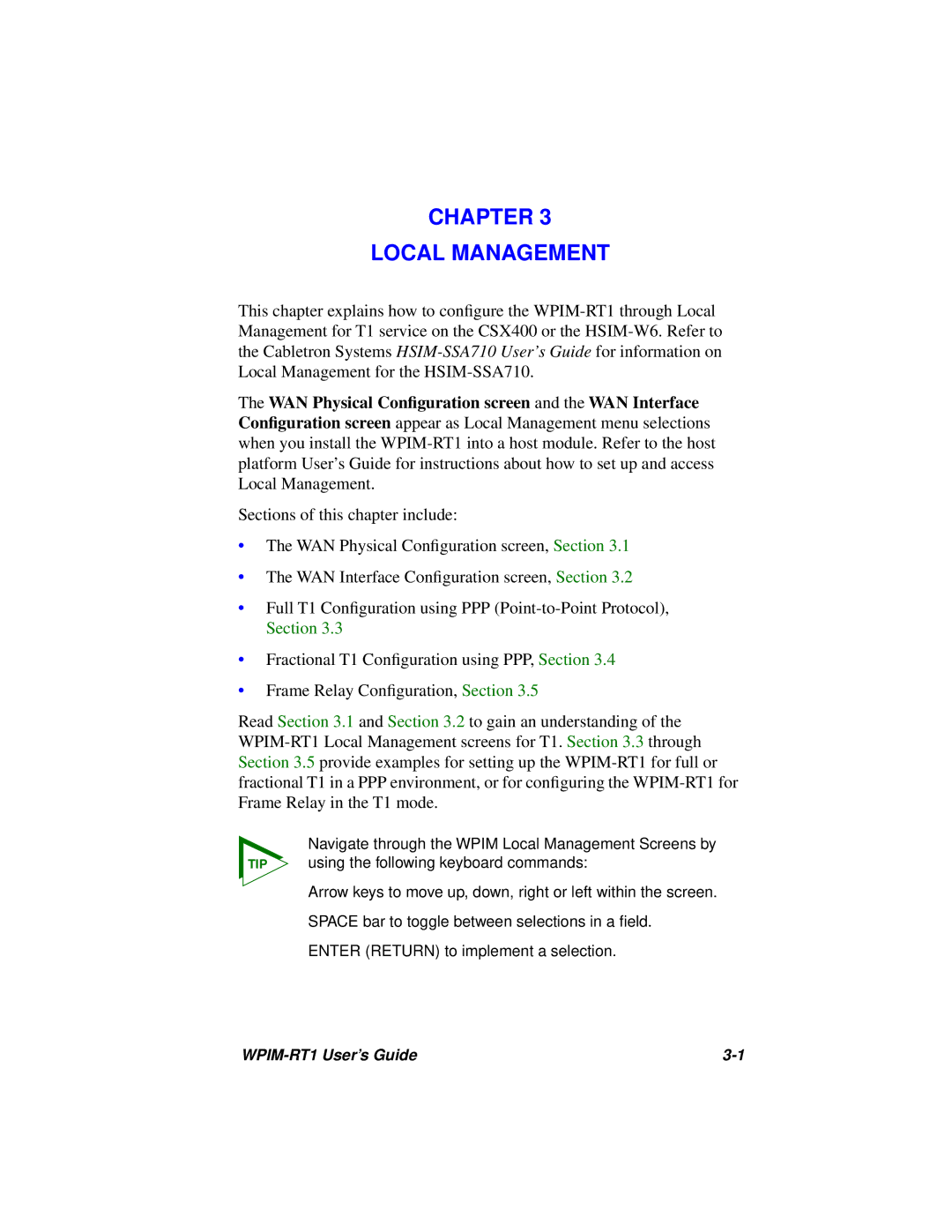 Cabletron Systems WPIM-RT1 manual Chapter Local Management 