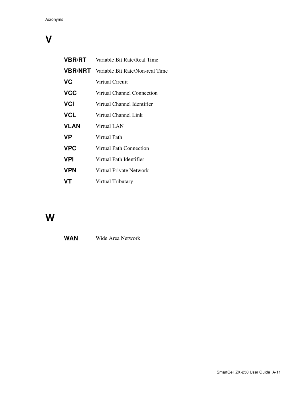 Cabletron Systems ZX-250 manual Vbr/Rt 