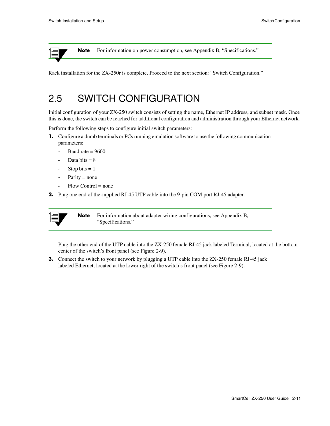 Cabletron Systems ZX-250 manual Switch Configuration 