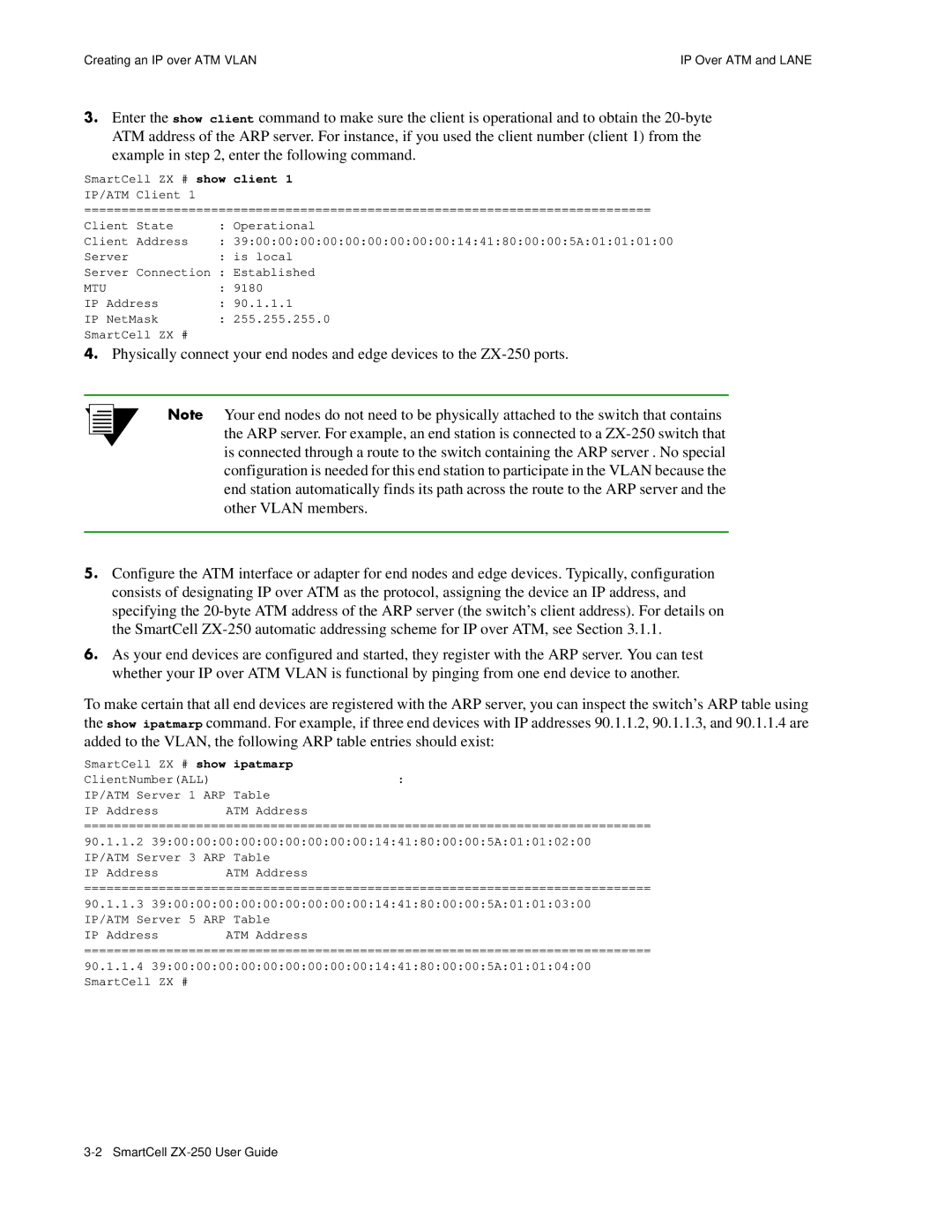 Cabletron Systems ZX-250 manual Creating an IP over ATM Vlan IP Over ATM and Lane 