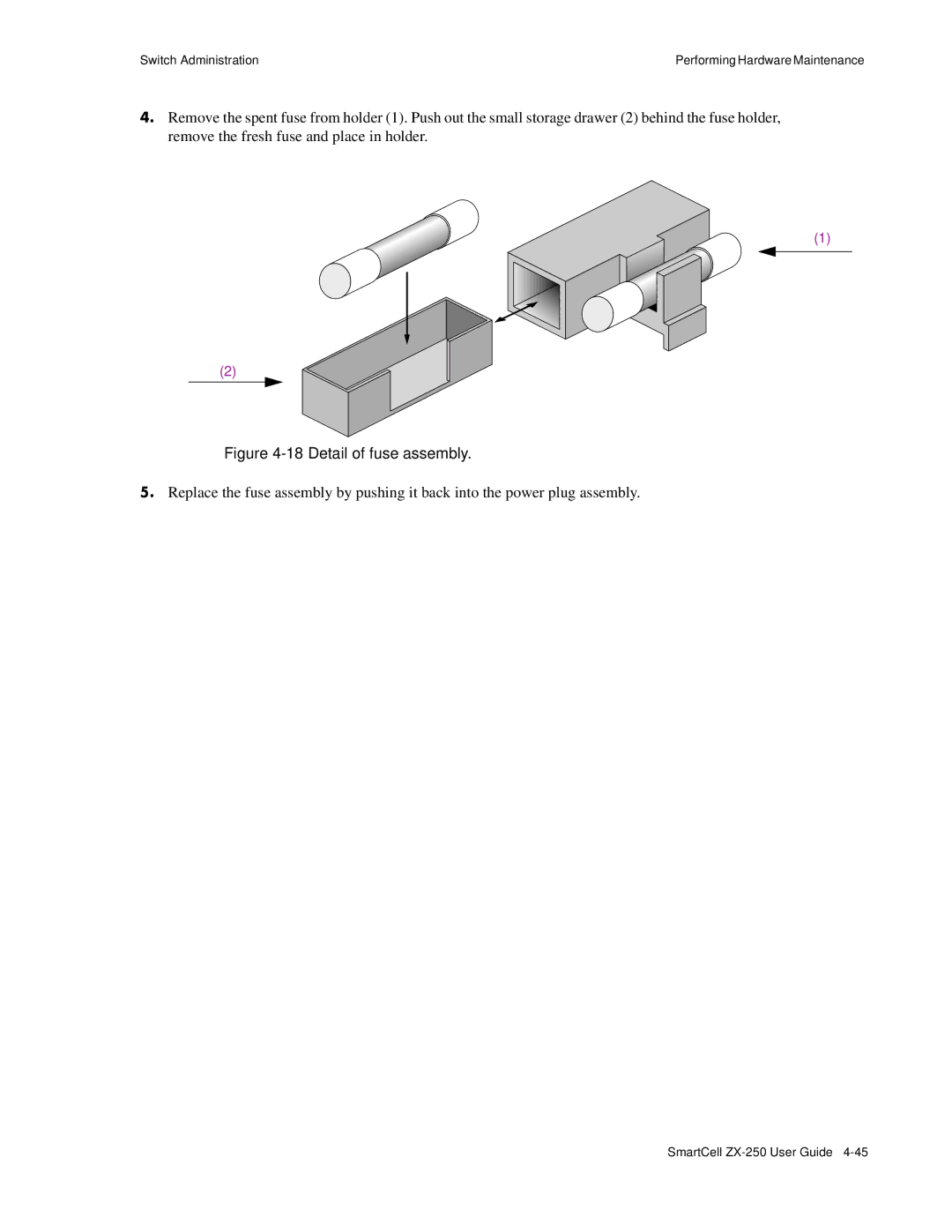 Cabletron Systems ZX-250 manual Detail of fuse assembly 