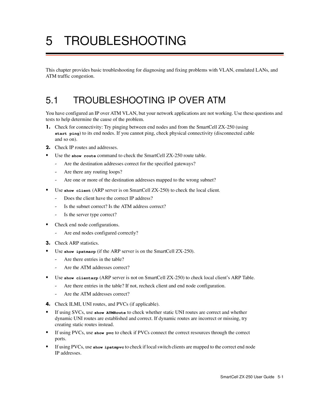 Cabletron Systems ZX-250 manual Troubleshooting IP Over ATM 