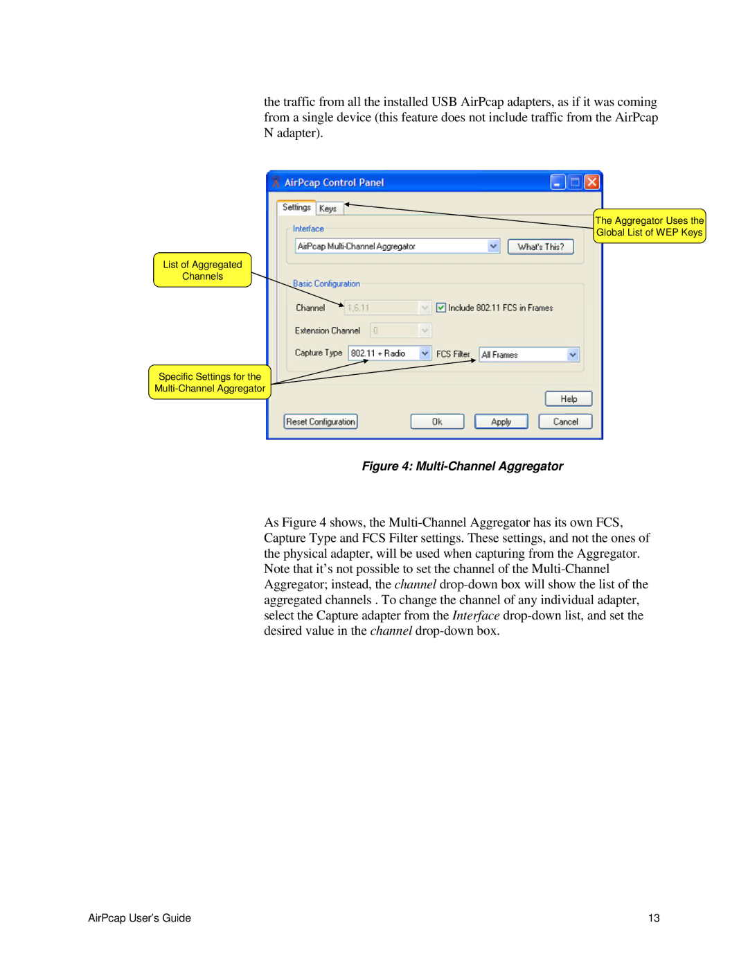 Cace Technologies AirPcap Wireless Capture Adapters manual Multi-Channel Aggregator 