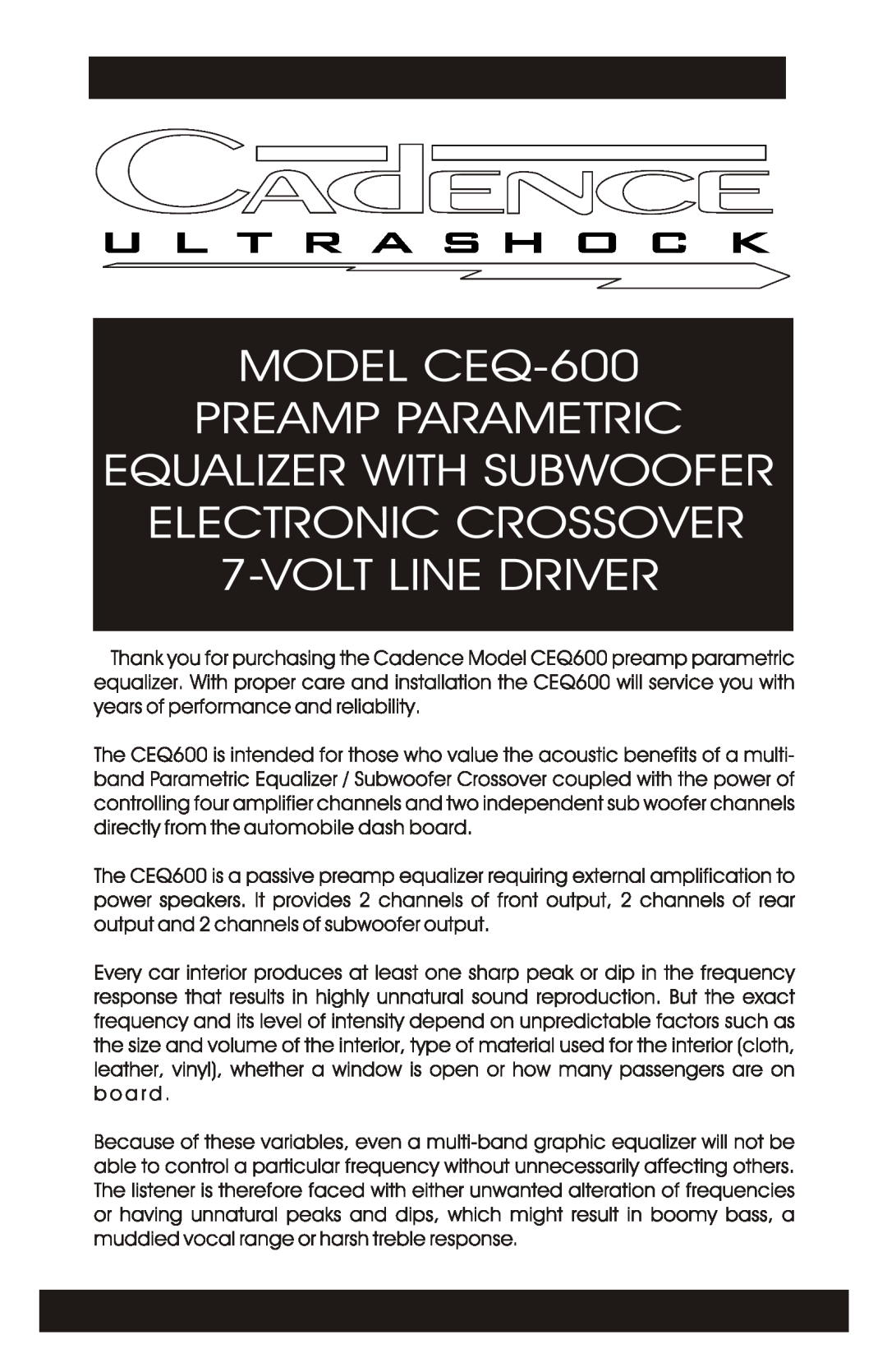 Cadence CEQ-600 manual 