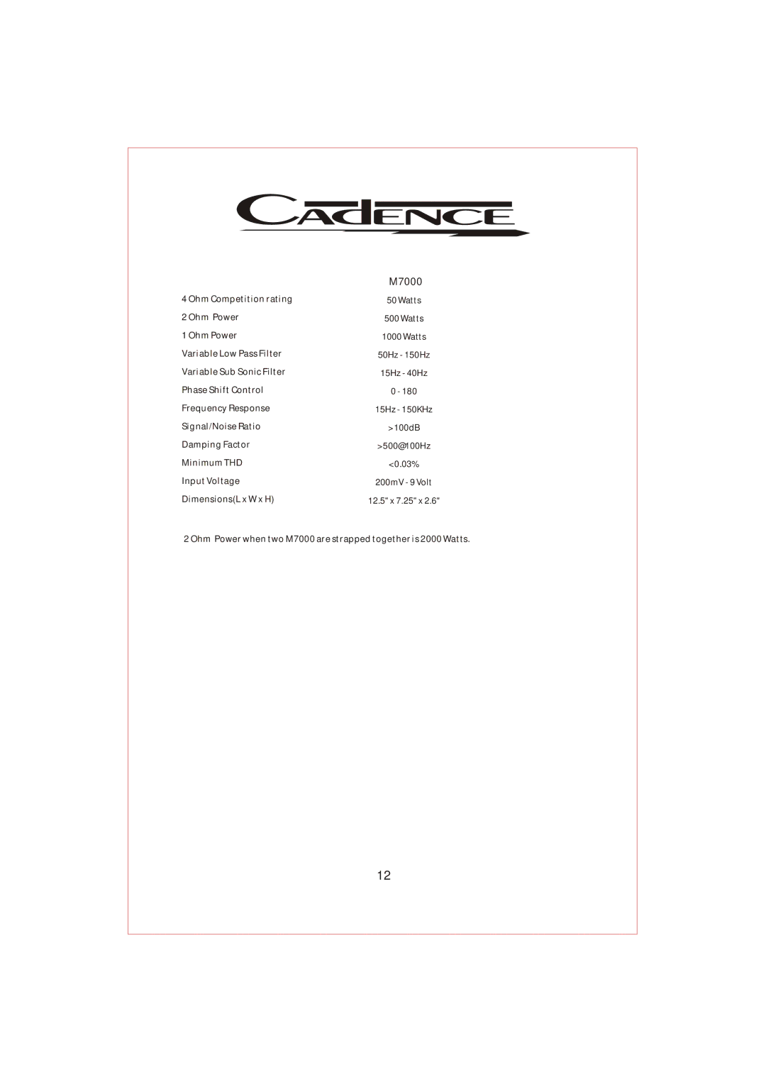 Cadence M7000 manual 