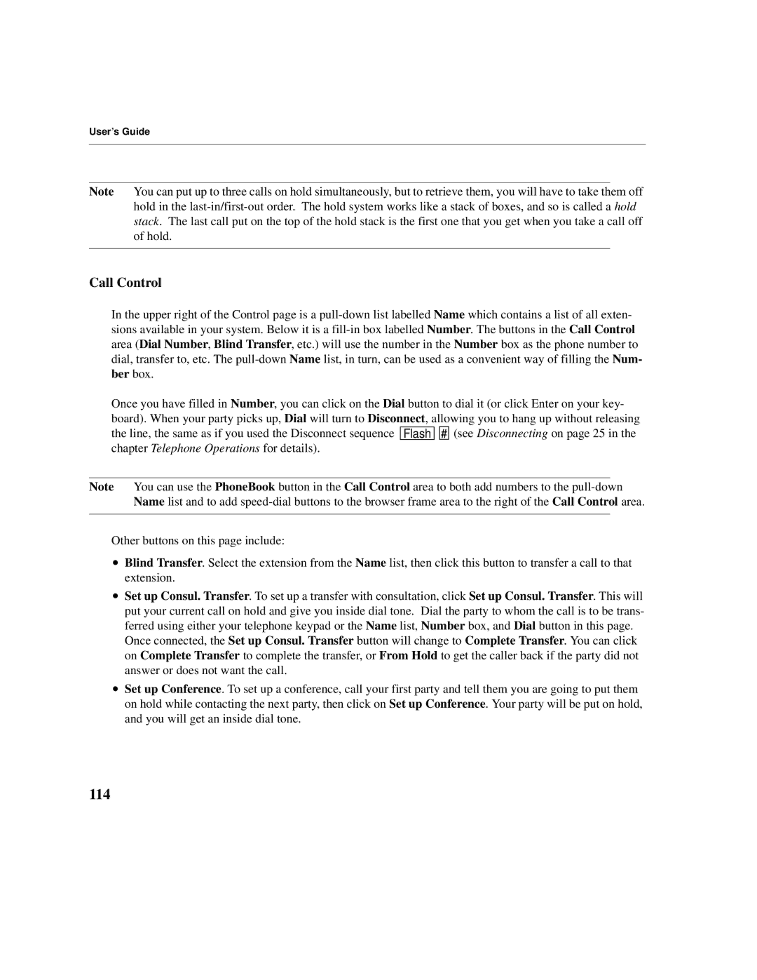 Cadence Telephony manual 114, Call Control 