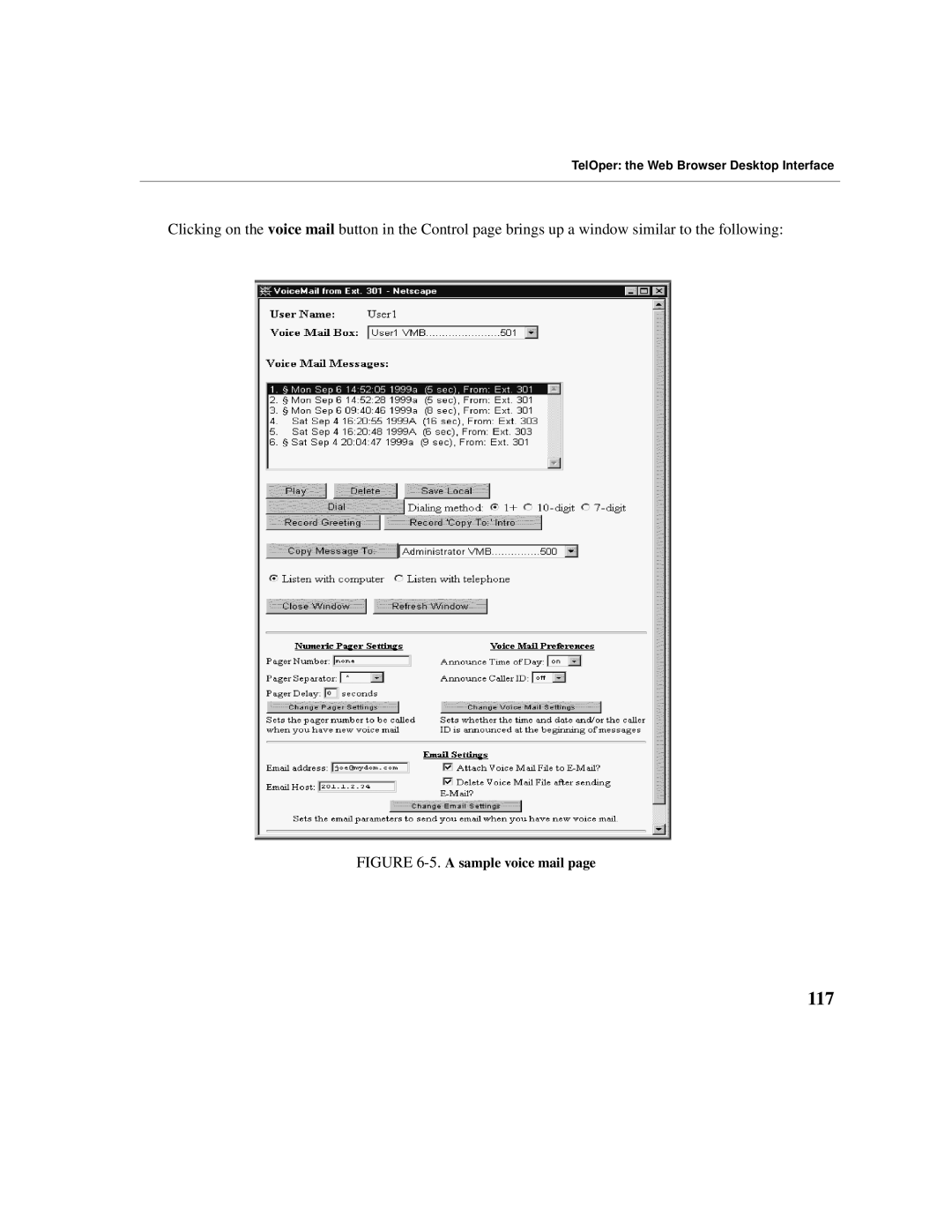 Cadence Telephony manual 117, A sample voice mail 