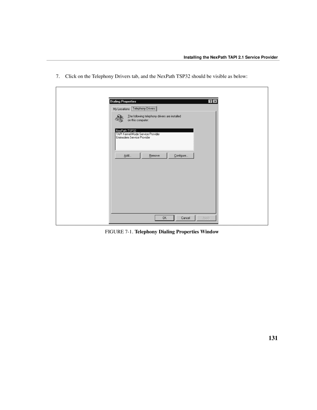 Cadence manual 131, Telephony Dialing Properties Window 