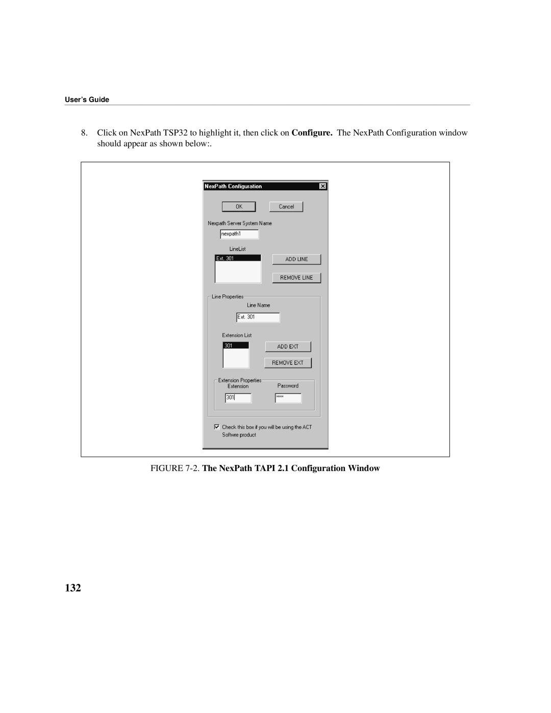 Cadence Telephony manual 132, NexPath Tapi 2.1 Configuration Window 