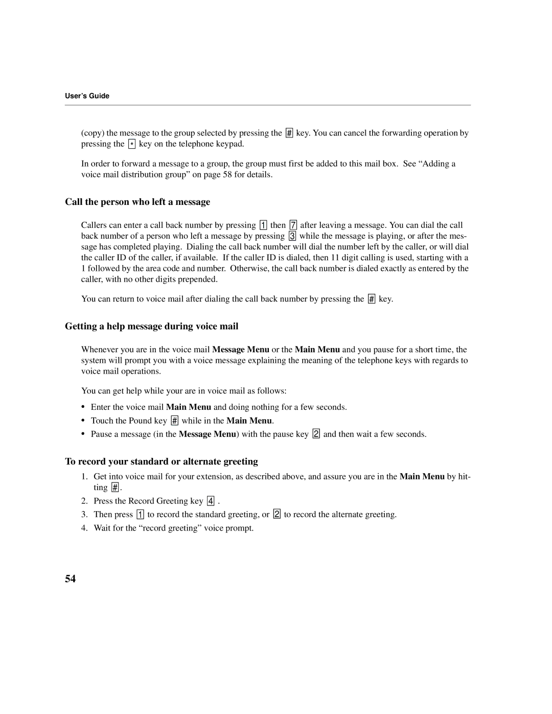 Cadence Telephony manual Call the person who left a message, Getting a help message during voice mail 