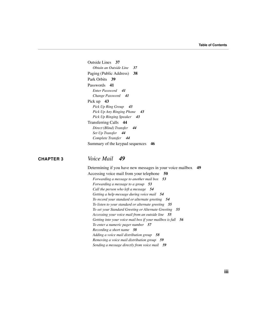 Cadence Telephony manual Voice Mail, Iii 