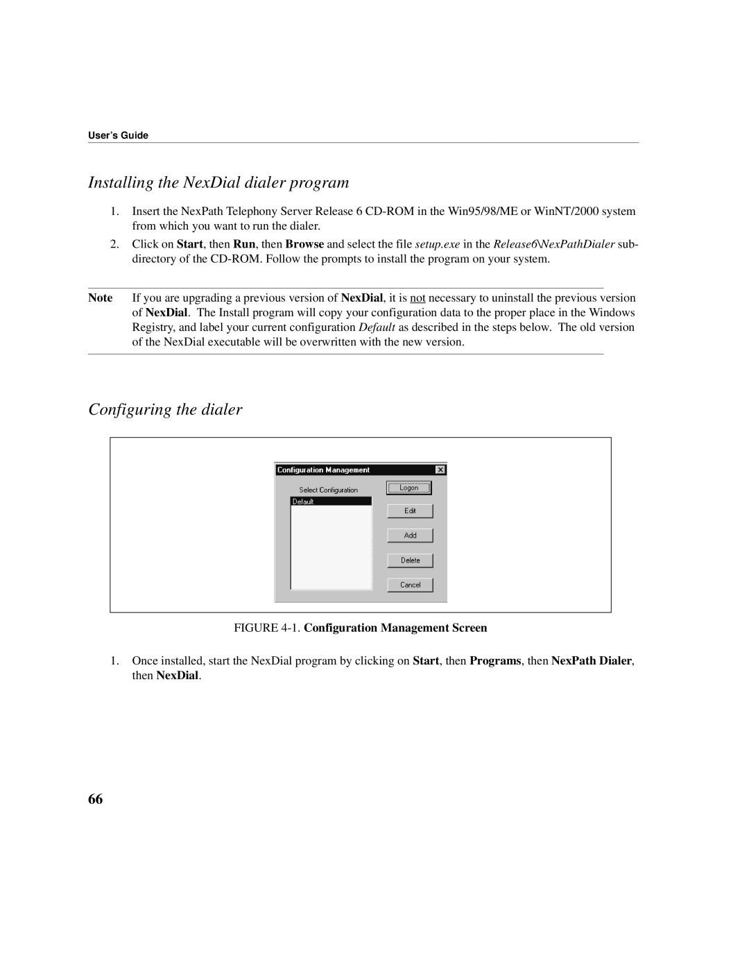 Cadence Telephony manual Installing the NexDial dialer program, Configuring the dialer 