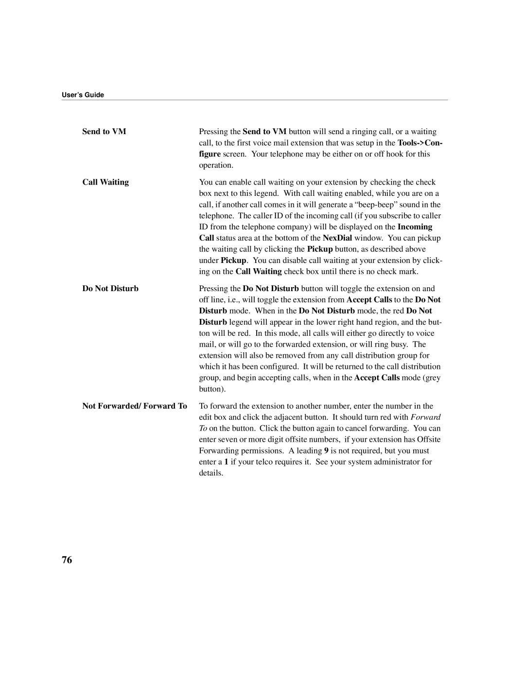 Cadence Telephony manual Send to VM 