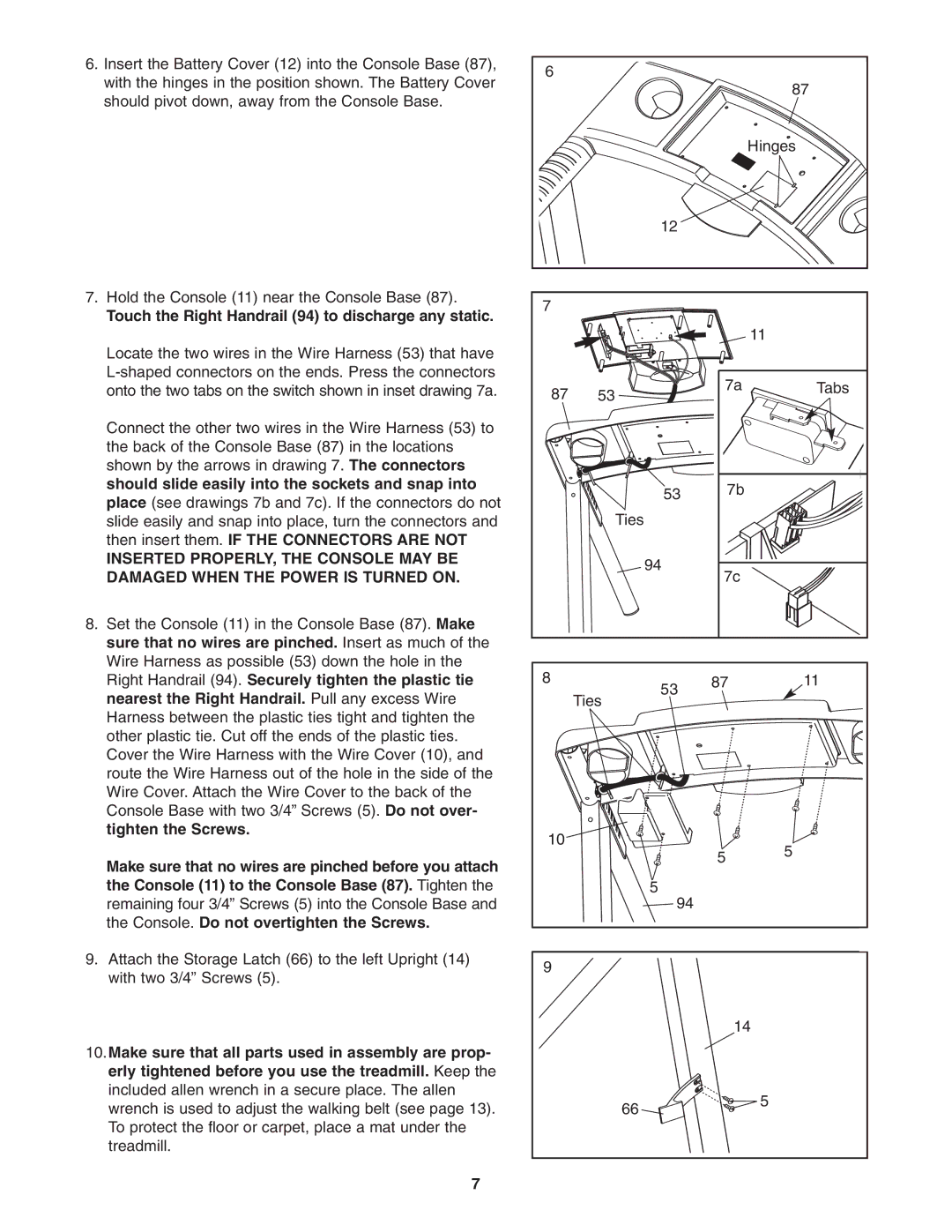 Cadence WCTL2982.0 user manual Touch the Right Handrail 94 to discharge any static 