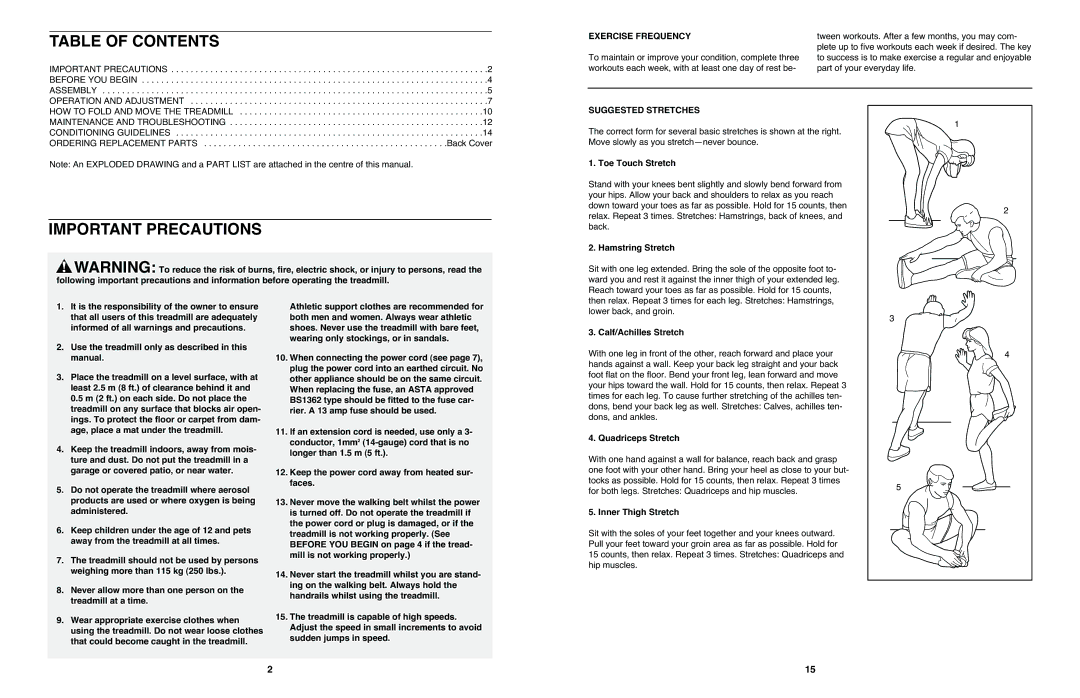 Cadence WETL21021 user manual Table of Contents, Important Precautions 