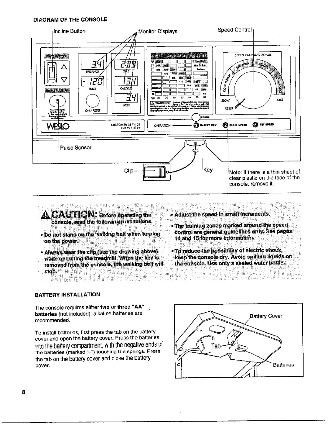 Cadence WLTL42570 user manual Diagram of the Console, Monitor Dispays, Barery Installation 