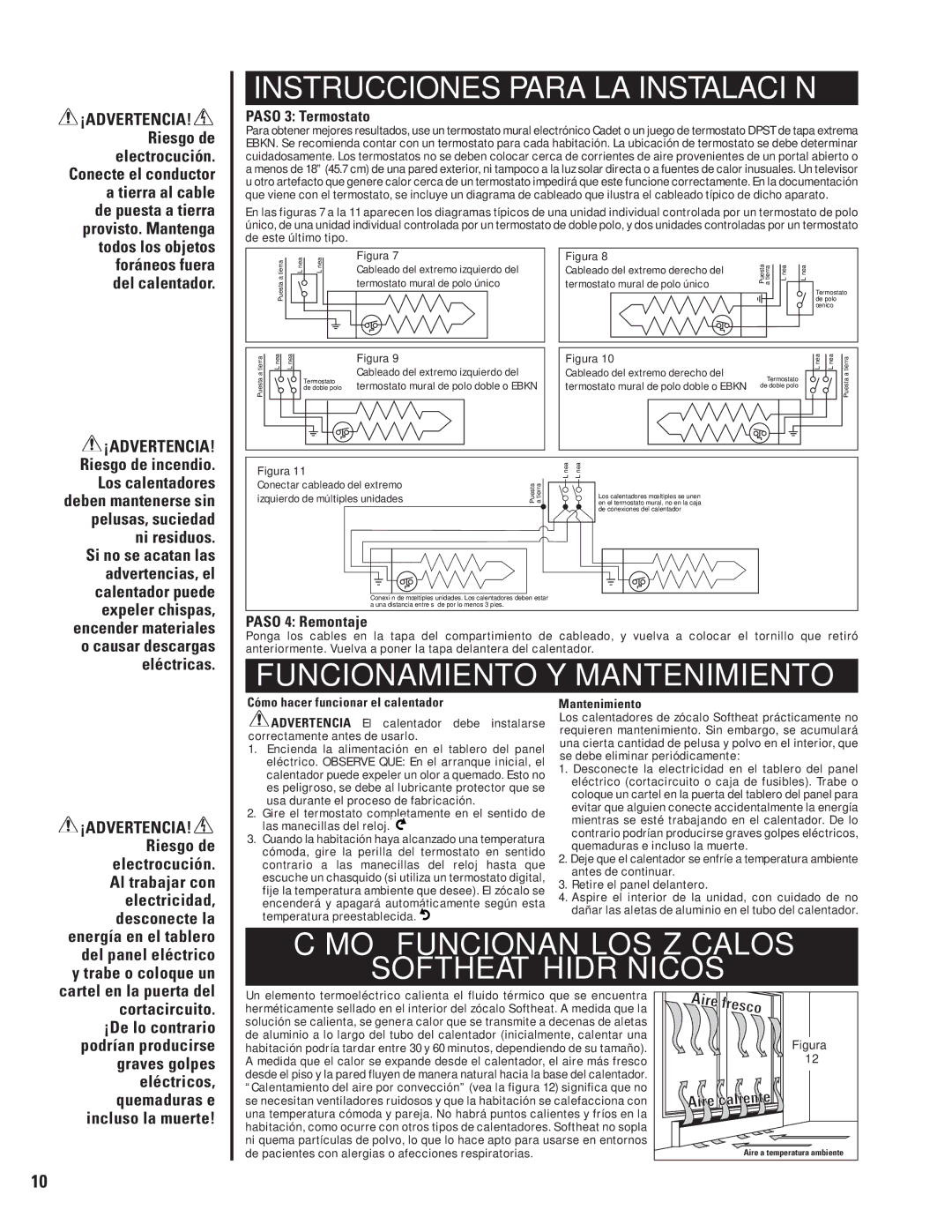 Cadet EBHN1000-8, EBHN1500, EBHN750-8 warranty Funcionamiento Y Mantenimiento, Cómo Funcionan LOS Zócalos Softheat Hidrónicos 