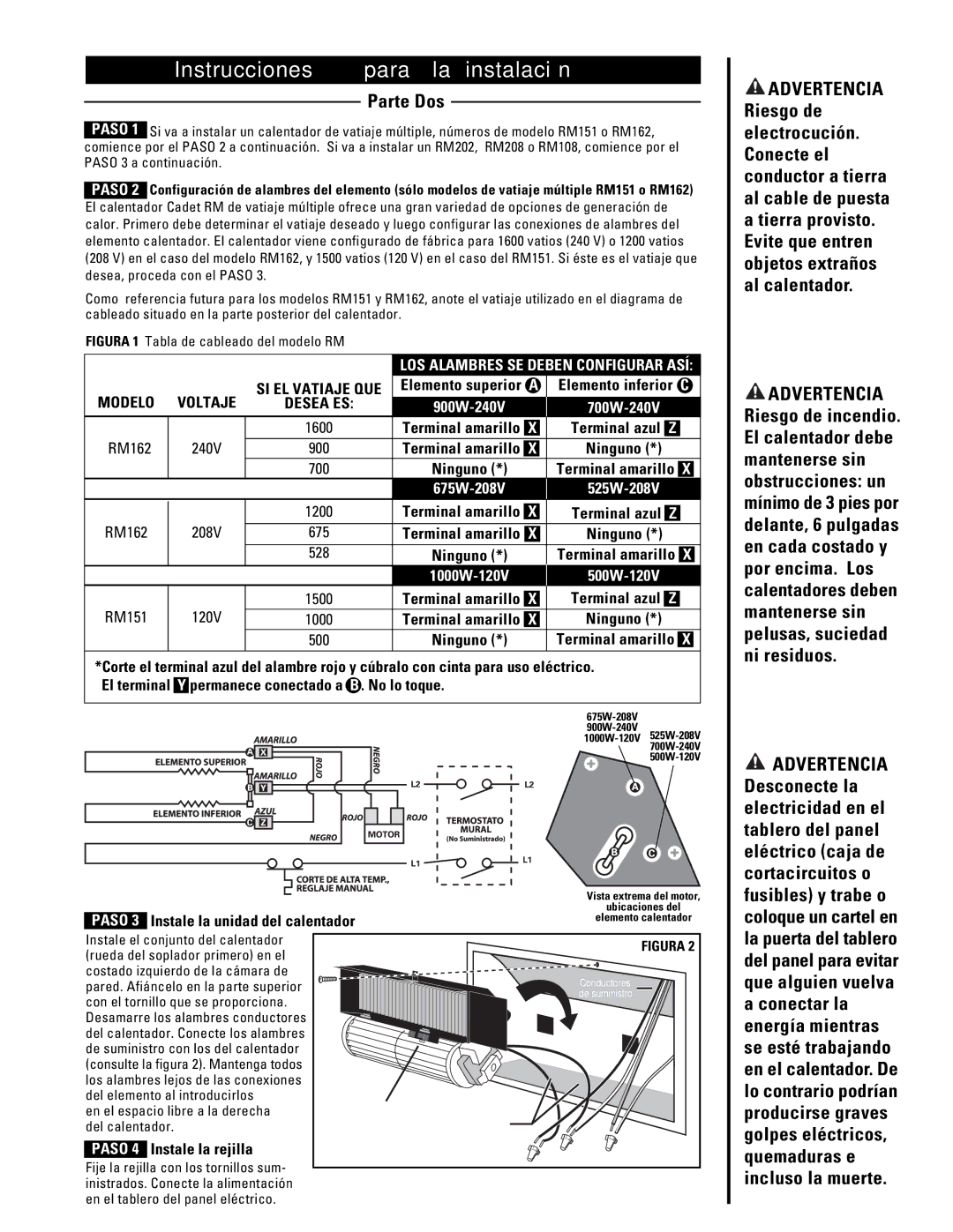 Cadet RM202, RM208, RM162, RM108, RM151 warranty Parte Dos, Desea ES 