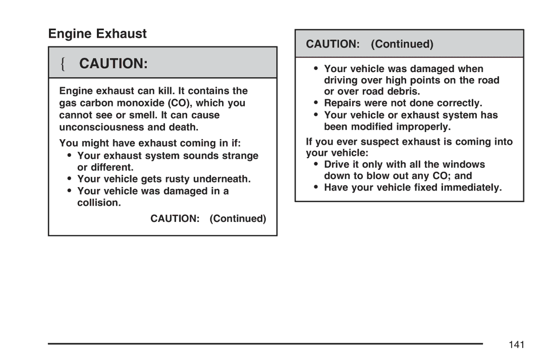Cadillac 2007 owner manual Engine Exhaust 