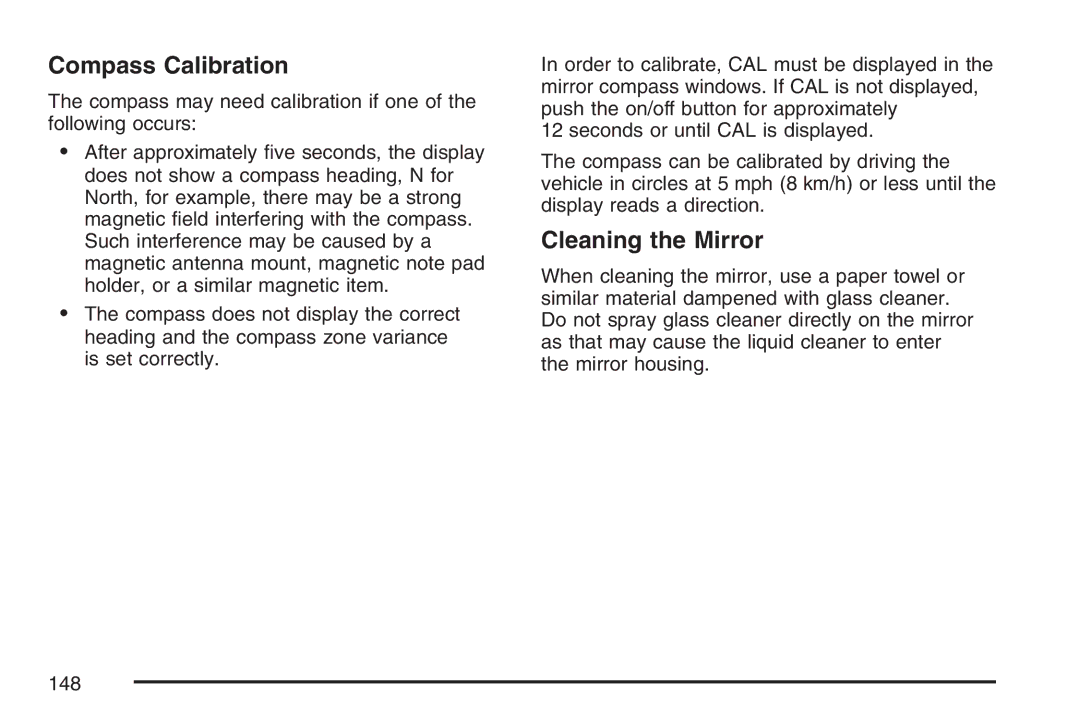 Cadillac 2007 owner manual Compass Calibration 