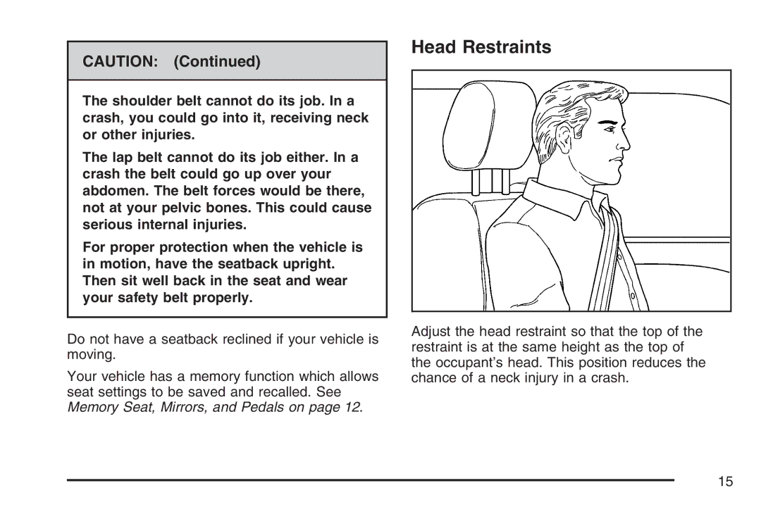 Cadillac 2007 owner manual Head Restraints 