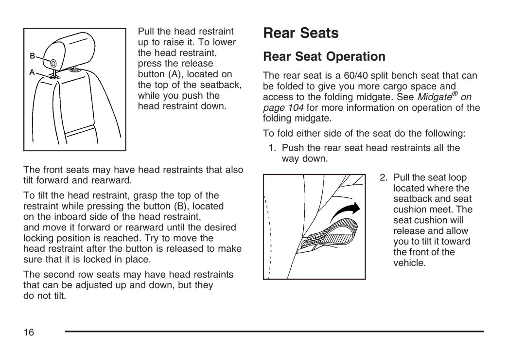 Cadillac 2007 owner manual Rear Seats, Rear Seat Operation 