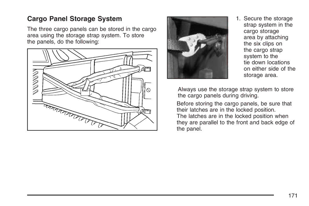 Cadillac 2007 owner manual Cargo Panel Storage System 