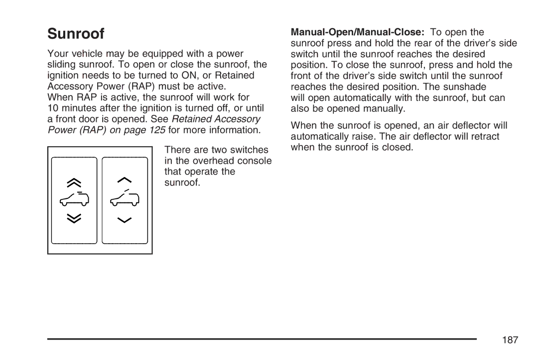 Cadillac 2007 owner manual Sunroof 