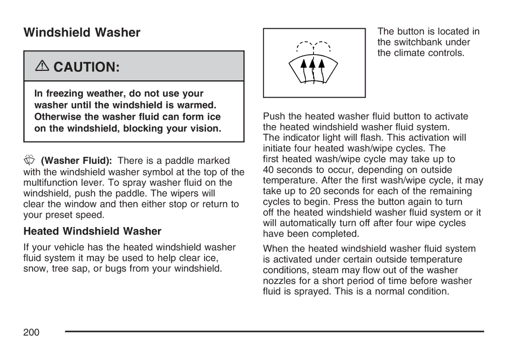 Cadillac 2007 owner manual Heated Windshield Washer 